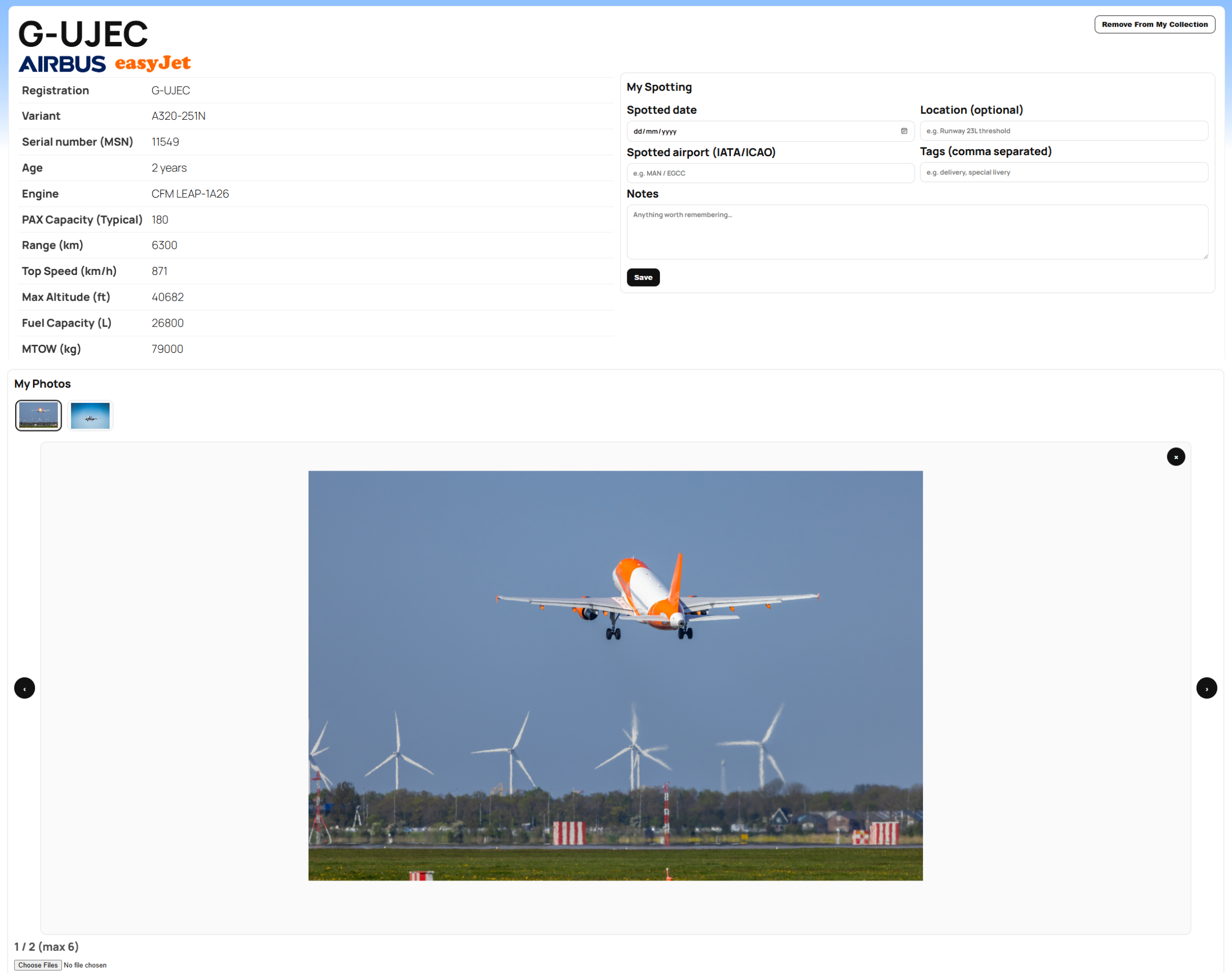 Hangar Database screenshot